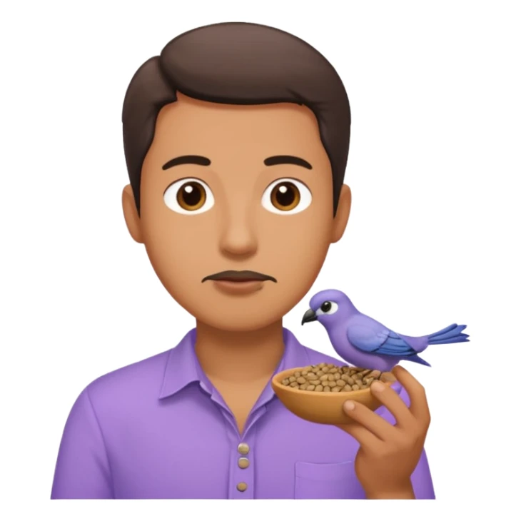 Guy eating bird seed with a lavender shirt on sticker