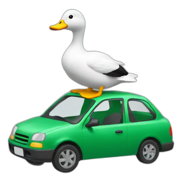 Un canard qui conduit une voiture verte sticker