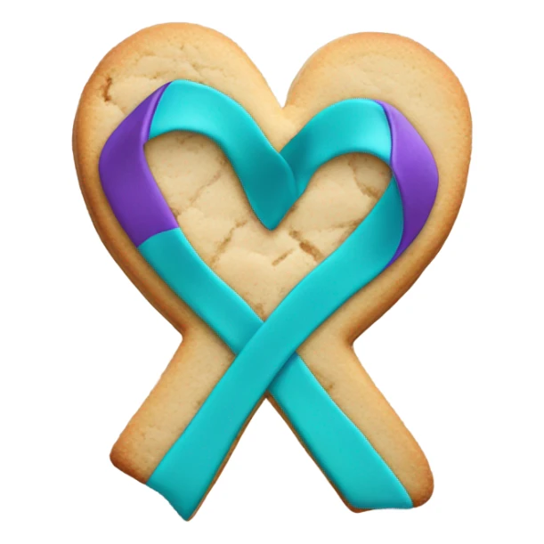 Purple teal Suicide awareness ribbon, heart cookie sticker