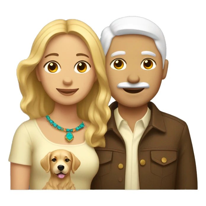 White Mexican couple with a golden retriever  sticker