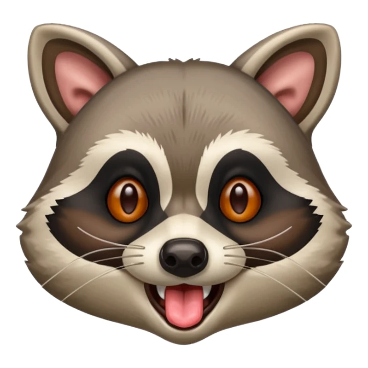 a raccoon with its tongue out with not red eyes  sticker