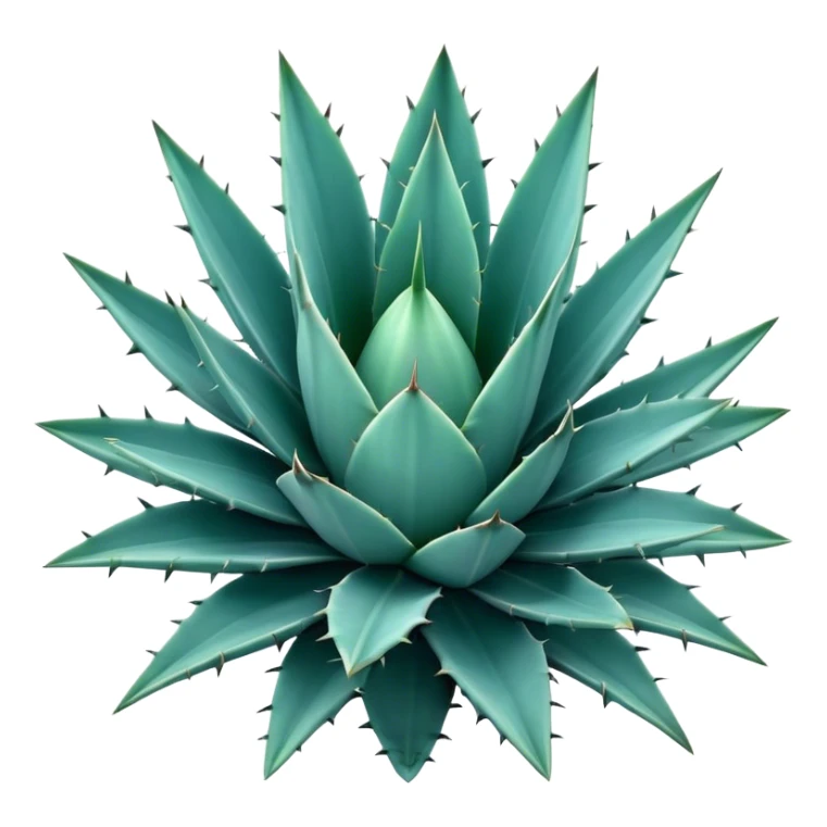 Cinematic Realistic Agave Emoji, Bold and spiky, with long, pointed leaves forming a rosette pattern. The sharp edges and soft blue-green hue exude a sense of rugged beauty and desert resilience. Soft glowing outline, capturing the essence of survival and strength in a striking agave plant! sticker