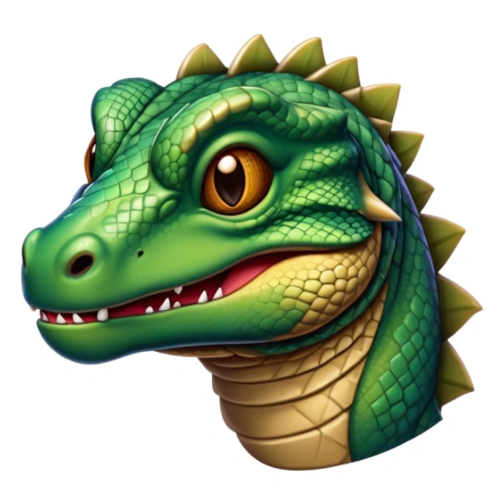 Cinematic Realistic Comical Komodo Dragon Portrait Emoji, Head tilted dramatically with an exaggeratedly amused expression, featuring a striking, glossy scaled hide with bold textures and wide, expressive eyes brimming with playful disbelief, rendered with lifelike detail and natural hues, high shine, dramatic yet playful, styled with an air of cheeky reptilian mischief, soft glowing outline, capturing the essence of a spirited and over‐the‐top Komodo dragon that looks ready to charge its way into viral fame! sticker