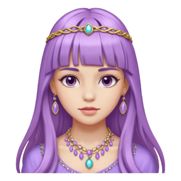lilac girl with long hair and bangs worker and acessories sticker
