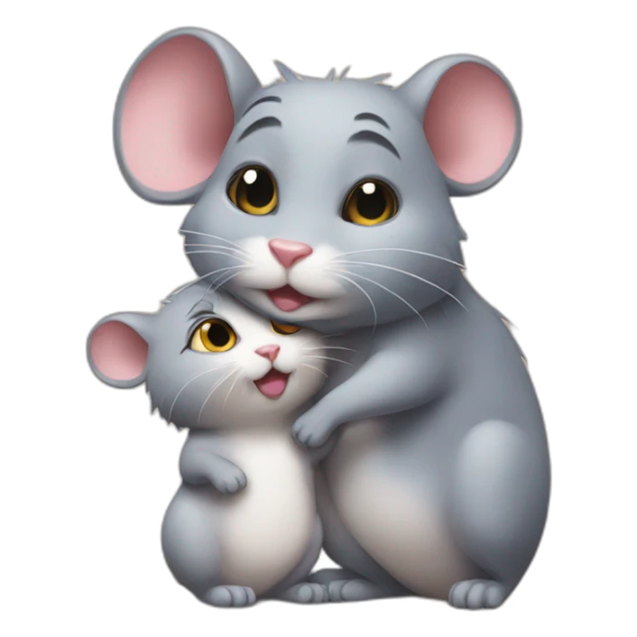 a male rat kissing a female cat sticker