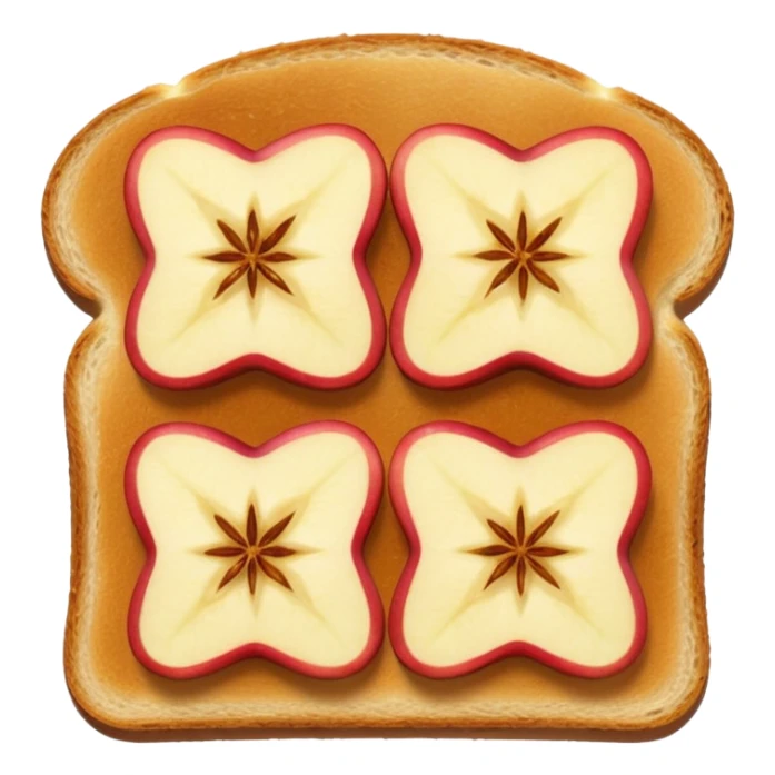 toast with apple slices on top, clean and minimal, no text sticker