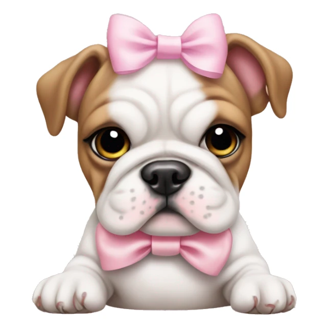 Bulldog puppy with pastel pink bow sticker