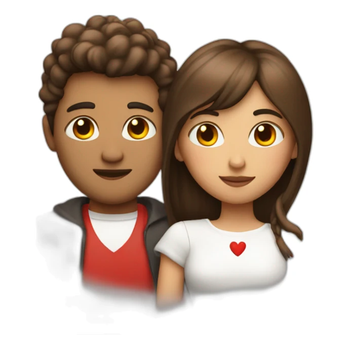 hetero couple with red and white hearts behind them sticker