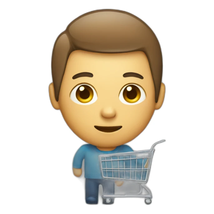 Person with a phone and a shopping cart sticker