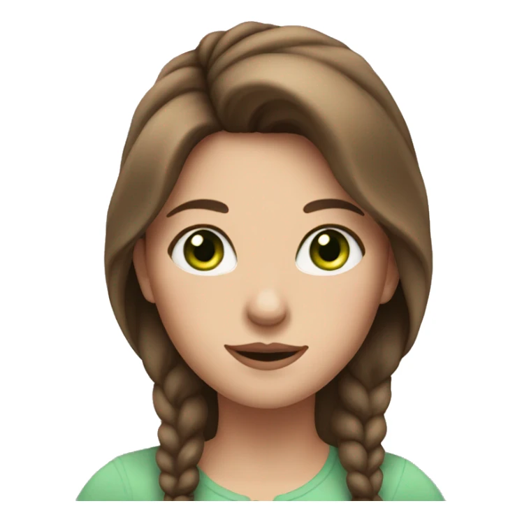  lady with brown hair and green eyes and a unicorn sticker