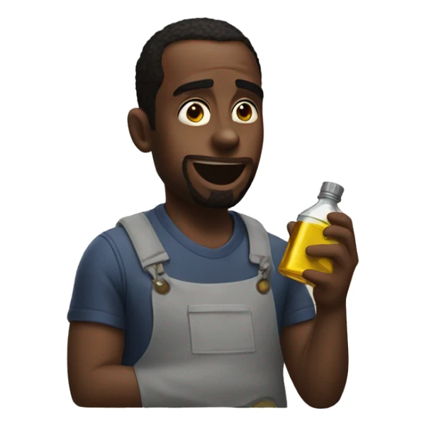 Diddy holding a bottle of oil sticker