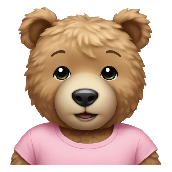 Teddy bear wearing pastel pink t-shirt sticker