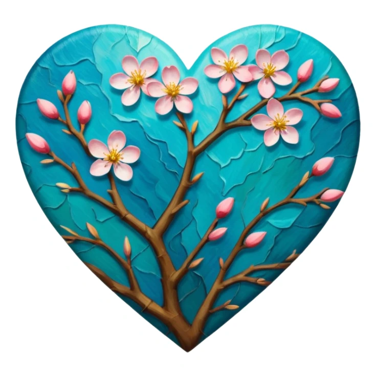Vangogh almond blossom in a heart sticker