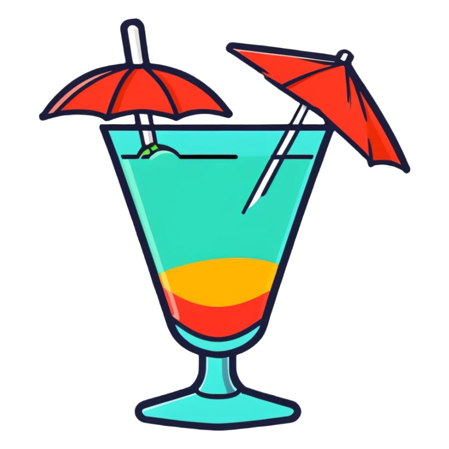 colorful cocktail glass with umbrella sticker