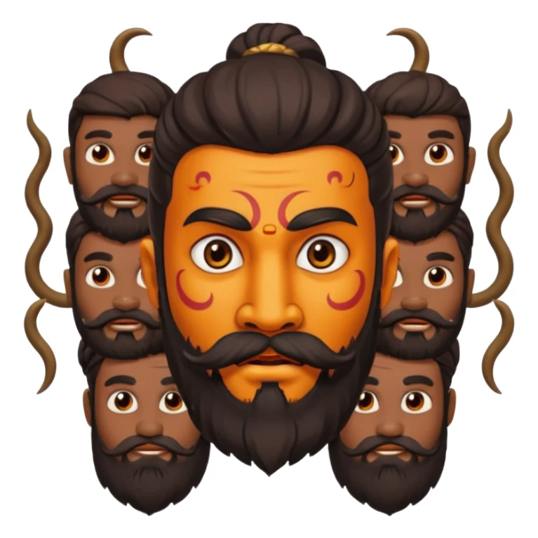 Ravanasura with beard and mustach young beautiful and terror with ten heads sticker