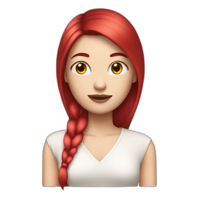 woman with long straight and ruby hair and white skin sticker
