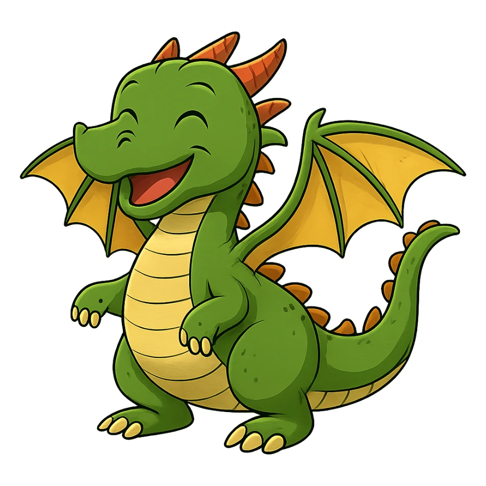 Change the dragon's eyes to have a smiling appearance, while all other design elements remain unchanged sticker