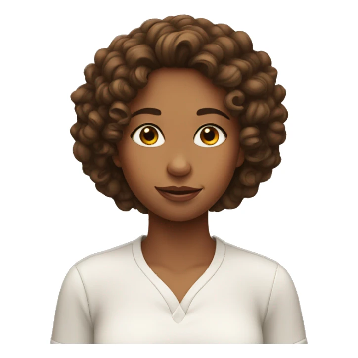 girl with brown curly hair giving a side eye sticker