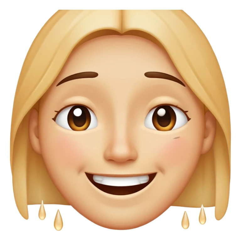 face with a smile but with tears streaming down, hiding sadness behind a happy face sticker