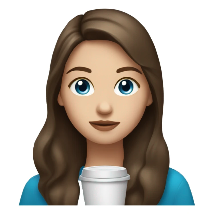 girl with brunette hair and blue eyes drinking coffee sticker