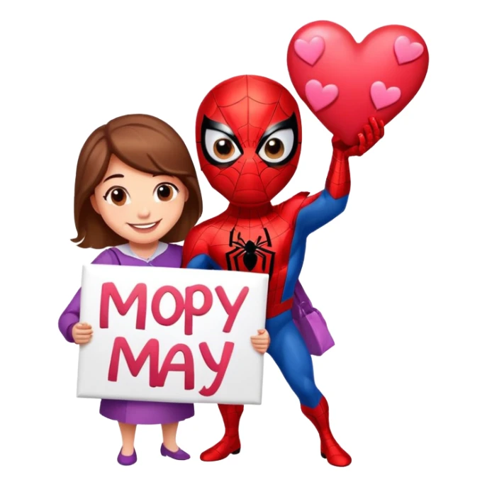Spider-Man with hearts, happy Mother’s Day sign sticker