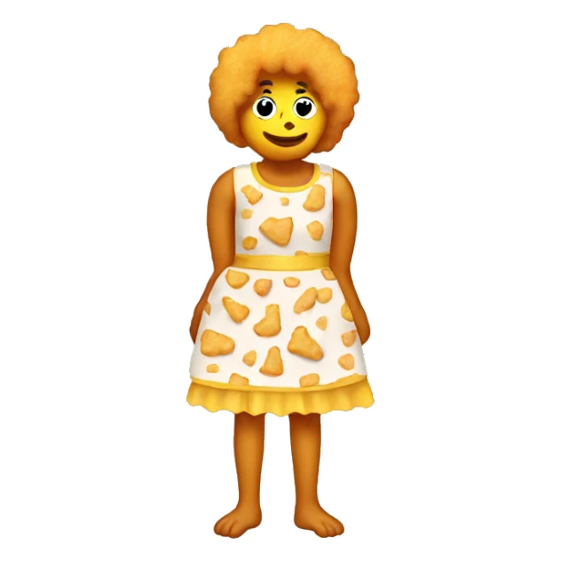 Chicken nugget with a dress sticker