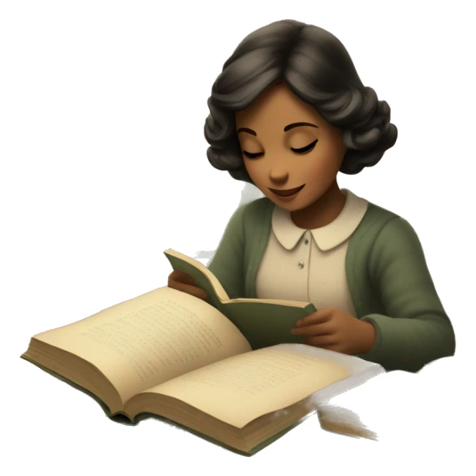 cozy vintage girl reading sticker