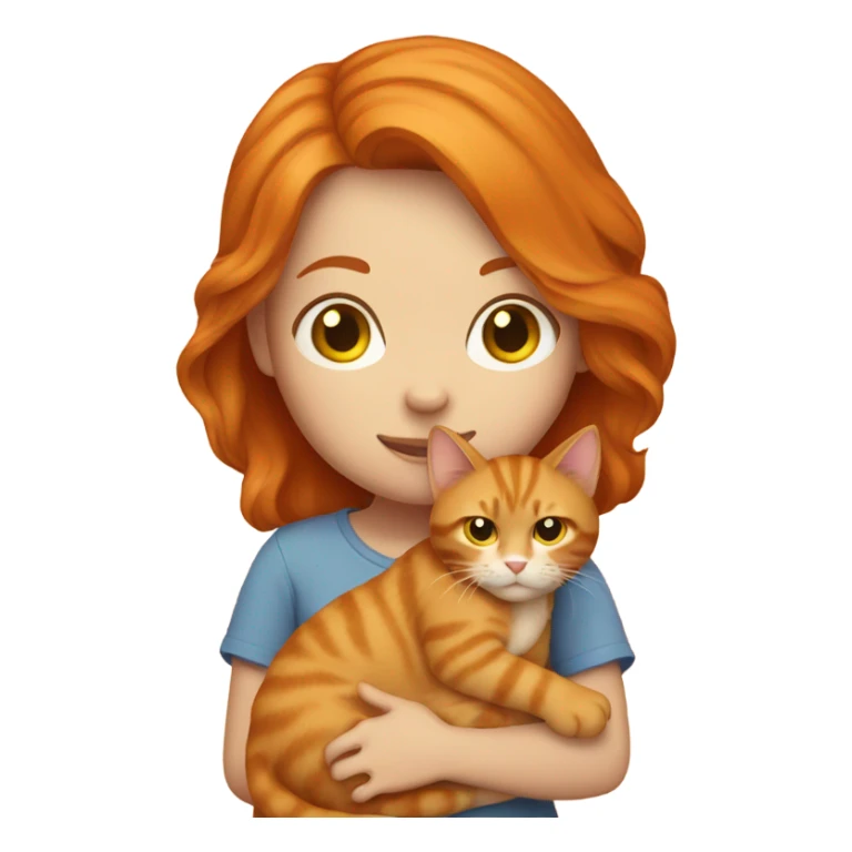 A ginger girl holding her ginger cat sticker