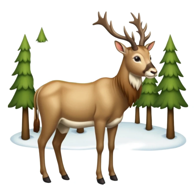 Eland voor slede in dennenbos  sticker