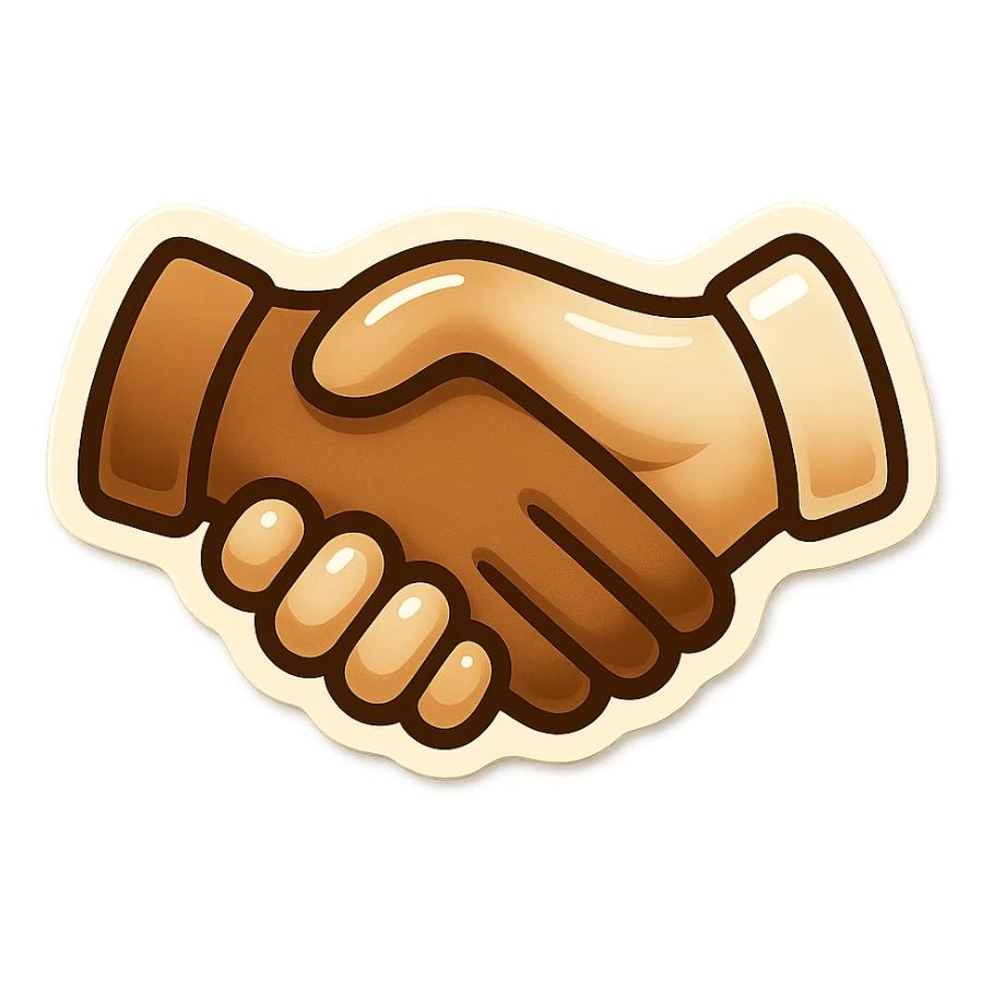 make me a white colour or brown handshake with white outline sticker