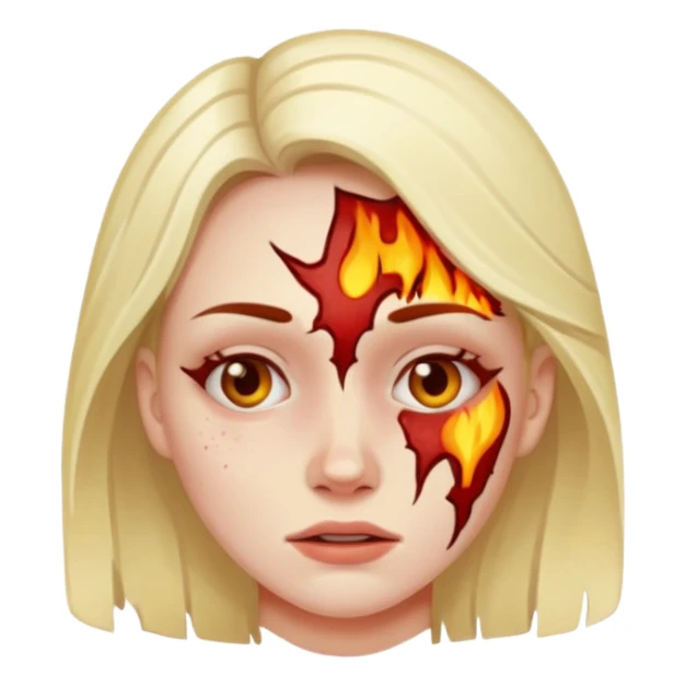 mujer con quemadura en la cara sticker