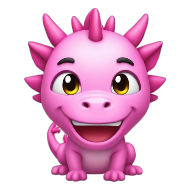 3d emoji,  transparent background, show face only, pink dragon with sad smile, cute style sticker