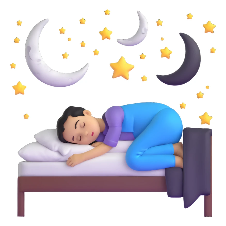 boy sleeping peacefully with Z symbols stars and moon sticker