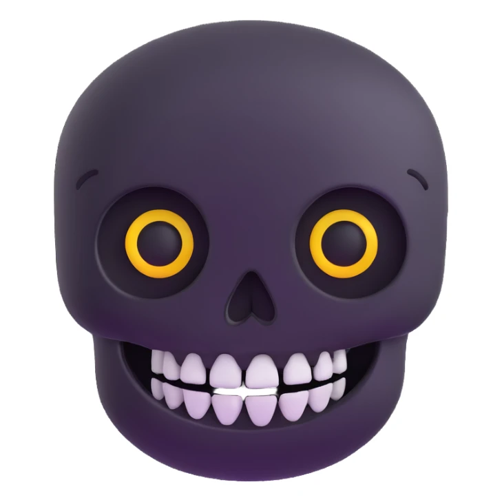happy emoji face with skull-shaped eyes sticker