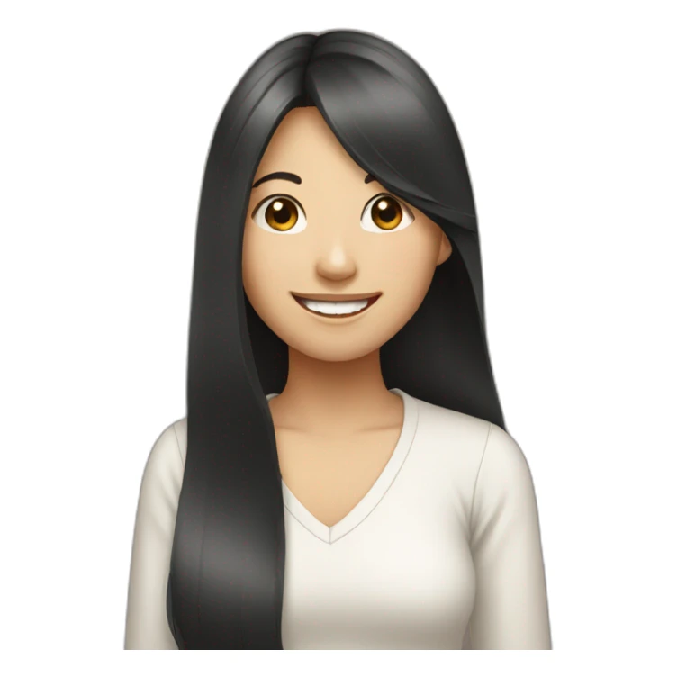 asian girl with long hair smiling sticker