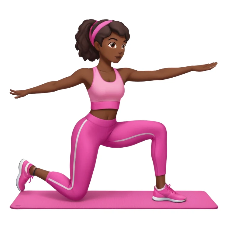dark-skinned woman doing Pilates in pink sportswear sticker