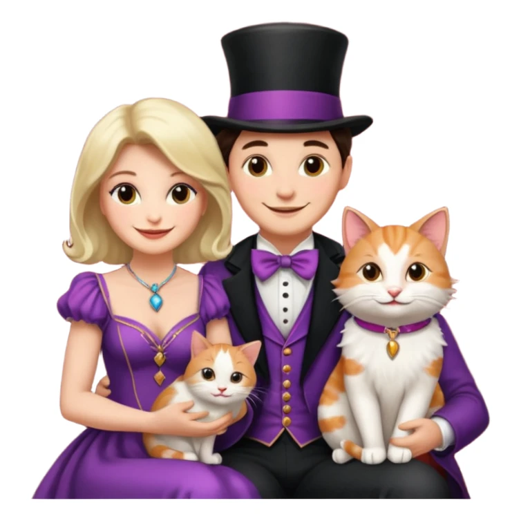 magician couple and their pet cat sticker