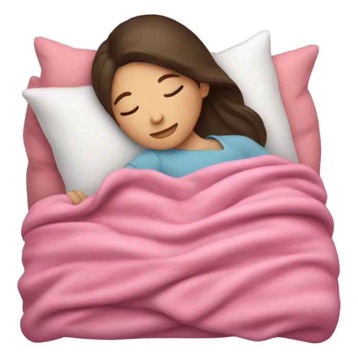Brunette girl sleeping on side with pink blanket sticker