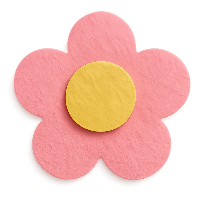 pink flower-shaped candy, paper craft style, isolated on transparent background sticker