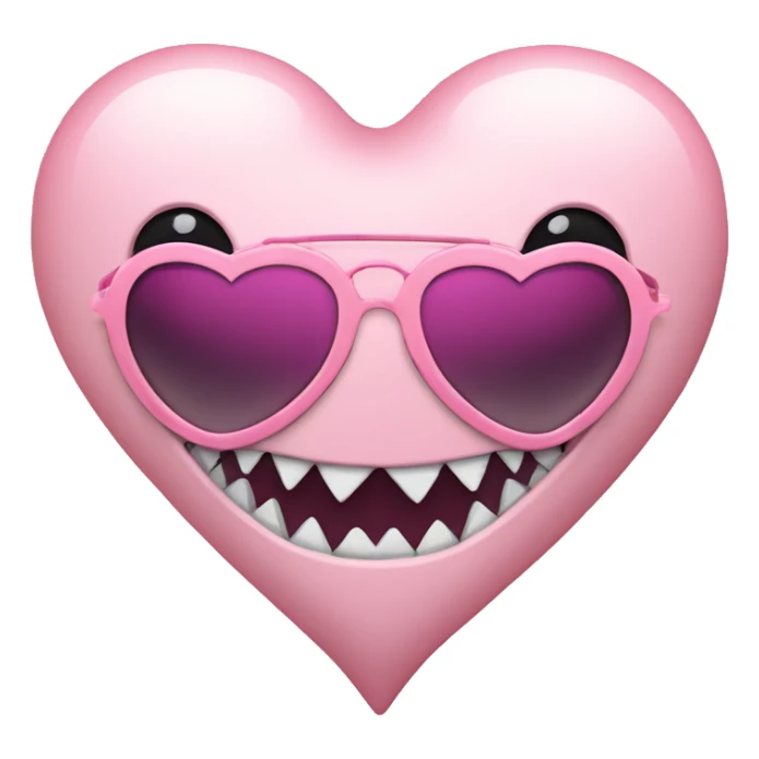 Light pink heart with shark teeth and sunglasses sticker