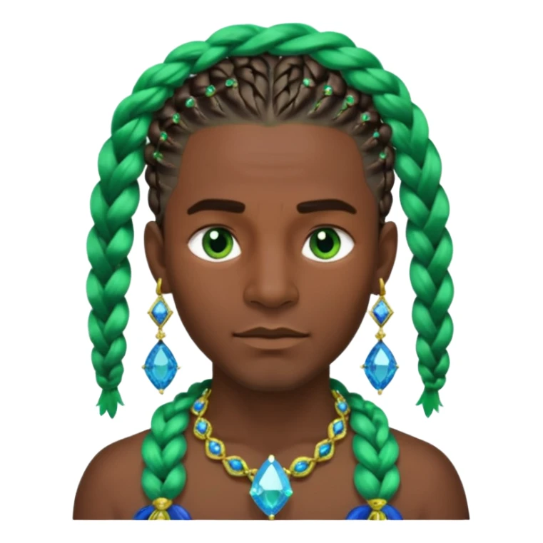 gem lover man with gem accessories excessive amount very big gem earrings green braided hair and blue diamonds  sticker