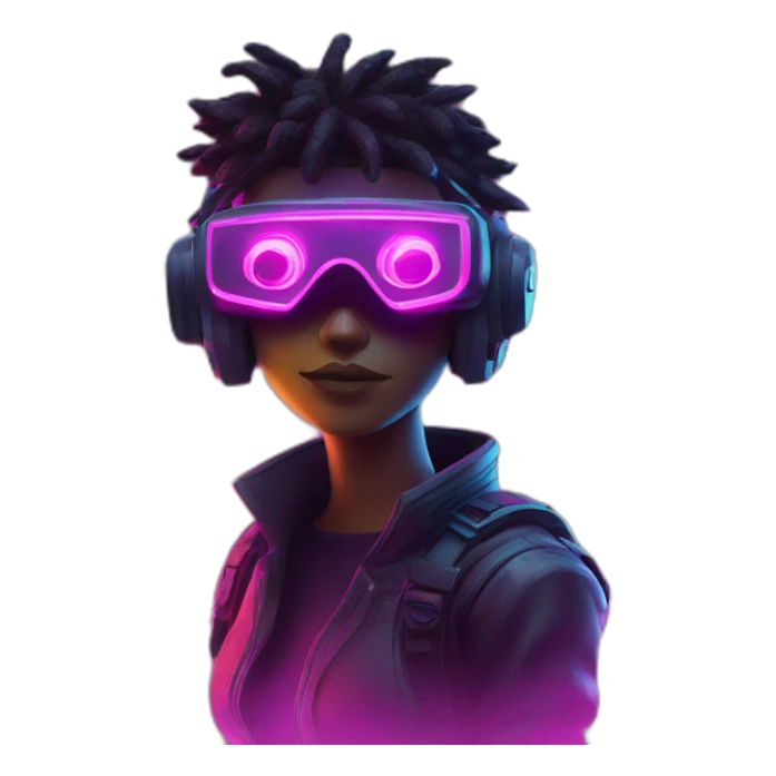Password hero in a cyberpunk VR environment with neon lighting. sticker
