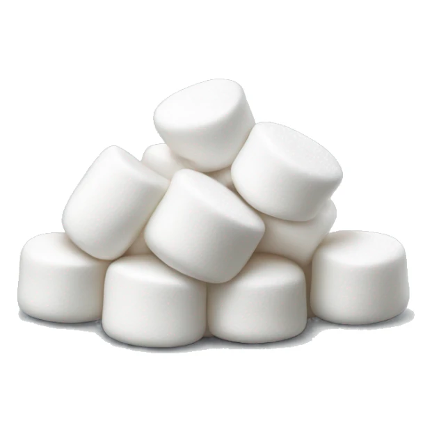 small pile of realistic white marshmallows isolated. sticker