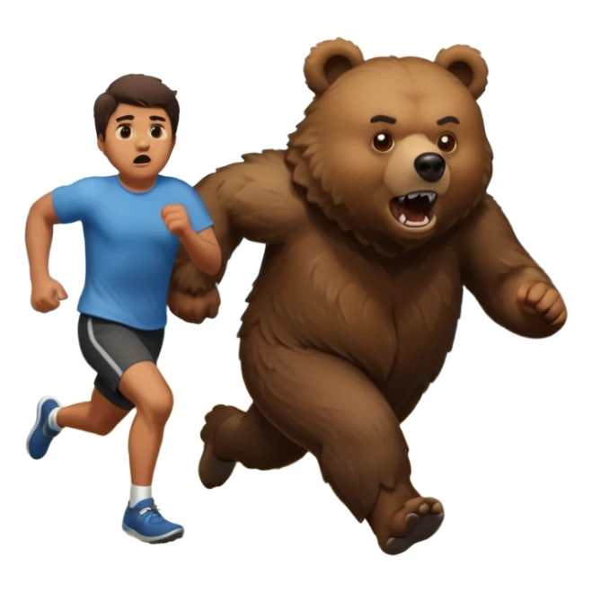 A man being lovingly chased by a bear 🐻 but he thinks the bears going to eat him  sticker