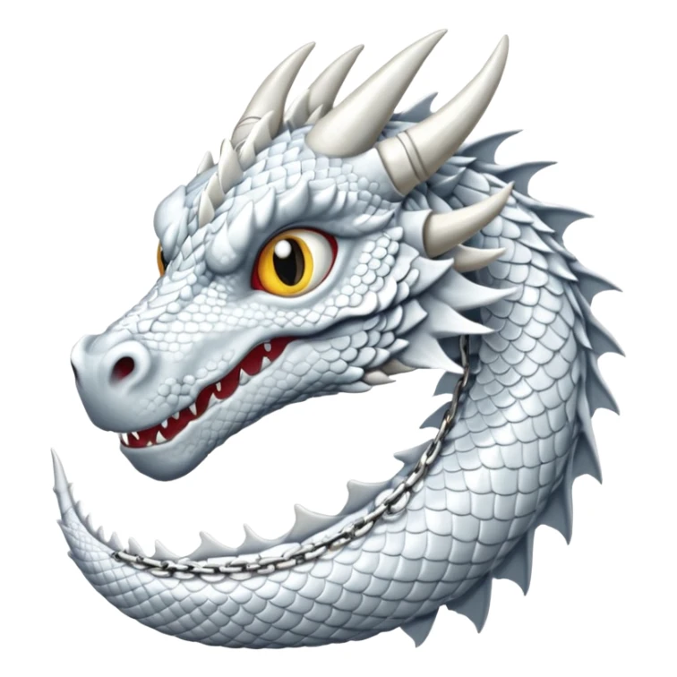 White dragon with white eyes and chain around the neck sticker