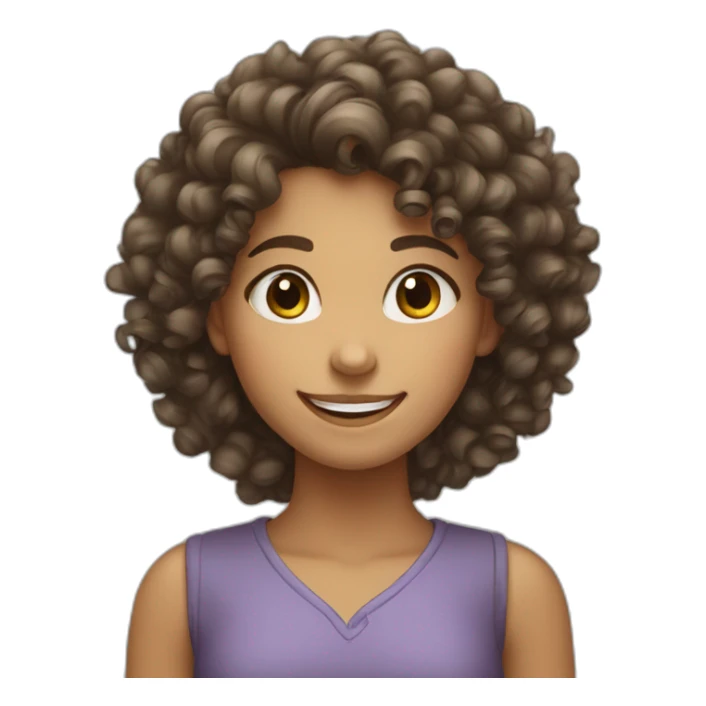 curly-haired girl smiles confidently sticker