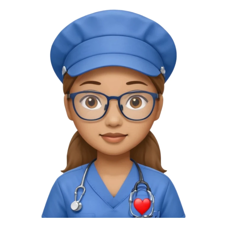FILIPINA FEMALE NURSE WITH GLASSES, BLUE SCRUBS, AND CAP sticker
