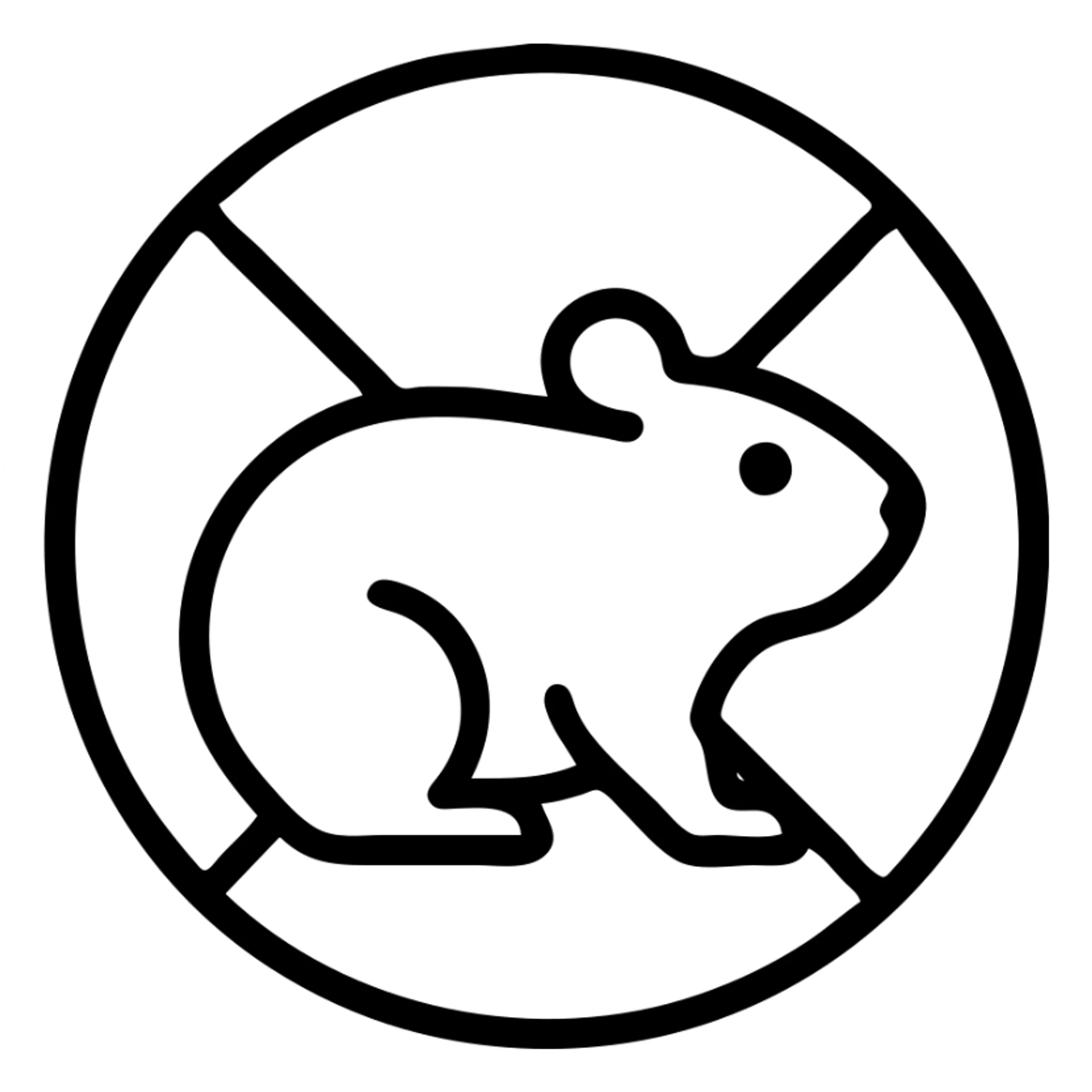 simple icon of a brown hamster in a ball, minimal, friendly sticker