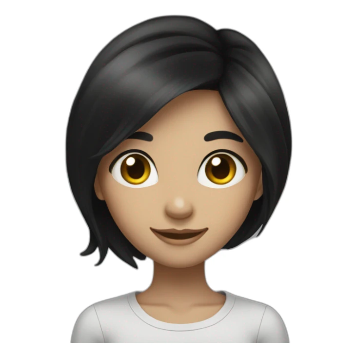 Big dark eyes girl long black hair smiling sticker