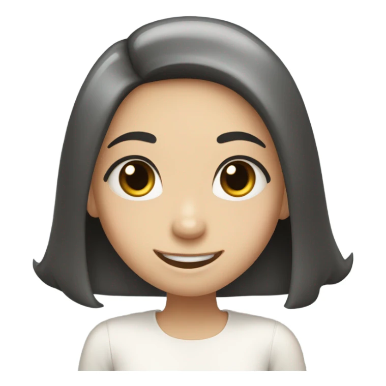 smiling girl with long black hair with heart eyes sticker